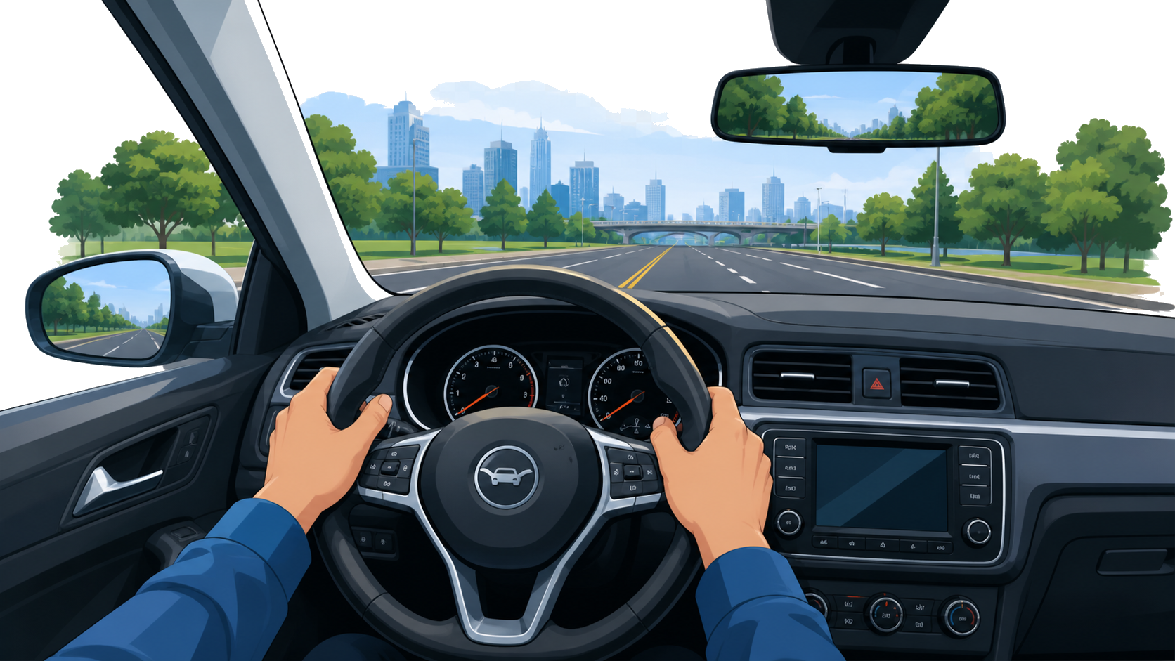 View from inside a car on a Minnesota road